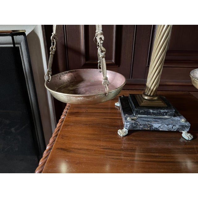 Vintage Italian Brass and Marble Balance Scales For Sale - Image 4 of 8