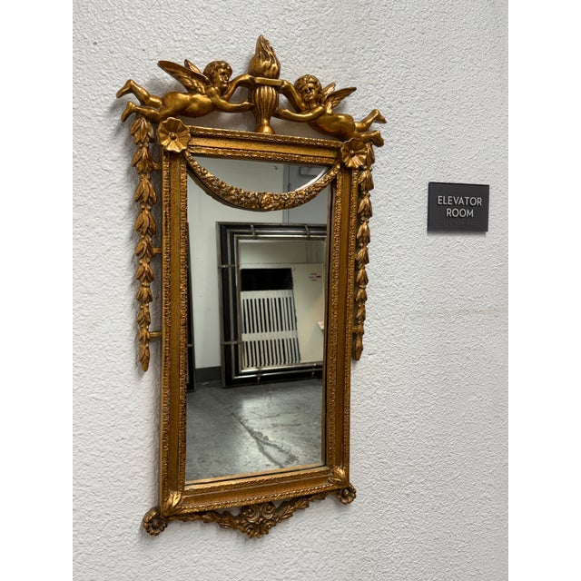 Neoclassical Italian Cherubs With Festoon Wall Mirror For Sale - Image 3 of 12