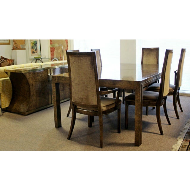 Mid Century Modern Mastercraft Amboyna Burl Brass Dining Table