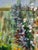 Chartreuse Garden Landscape + Fence Acrylic on Canvas, Unknown Artist. For Sale - Image 8 of 12