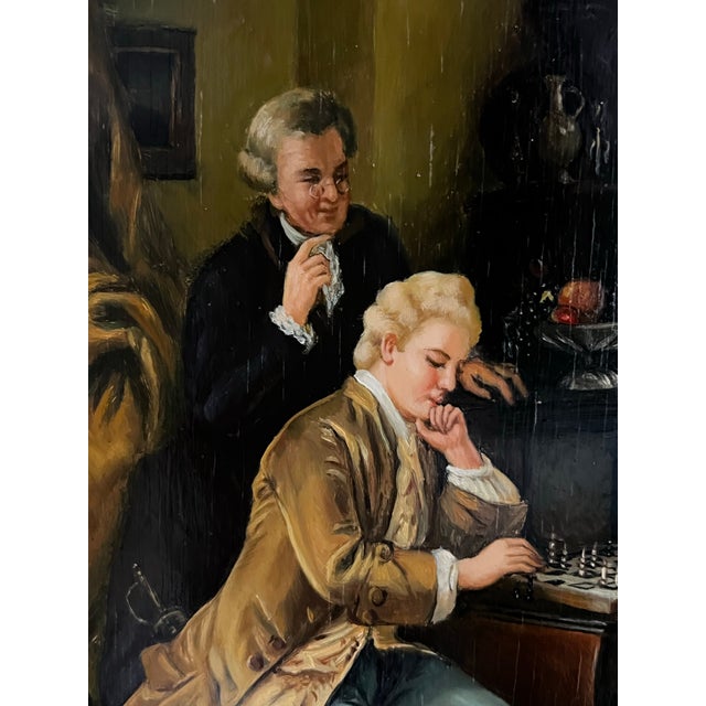 Late 20th Century Biedermiere Style Framed Reproduction Painting of “Game of Chess” by German Artist Carl Herpfer For Sale In Washington DC - Image 6 of 12