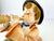 Cream 1950s Japanese Ceramic Boy Musician & Little Red Riding Hood Girl Figurines, a Pair For Sale - Image 8 of 14