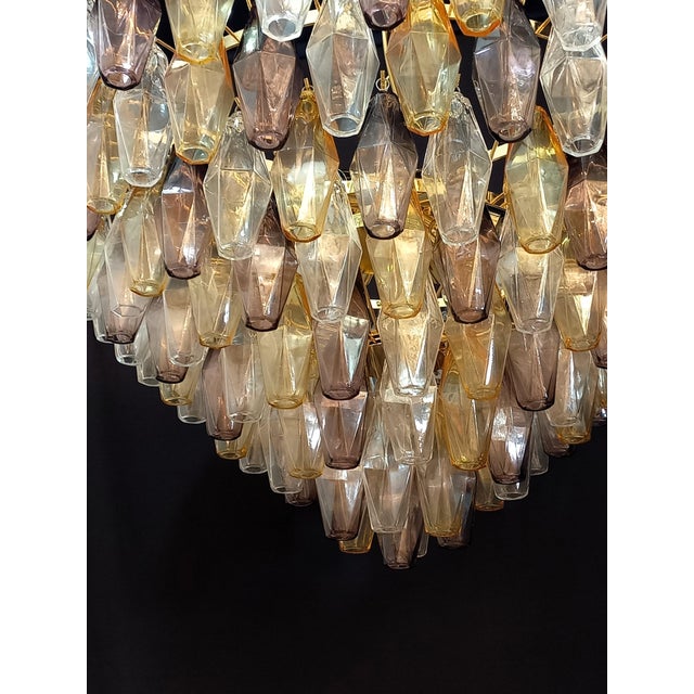 Gold Handmade Multicolored Polyhedron Glass Chandelier, 1962 For Sale - Image 8 of 13