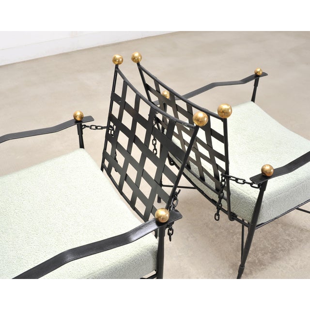 Metal Pair of Mario Papperzini Amalfi Iron Lounge Chairs and Ottomans For Sale - Image 7 of 18
