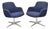 Vintage Mid Century Modern Blue Upholstered Chrome Swivel Base Club Chair - Pair For Sale
