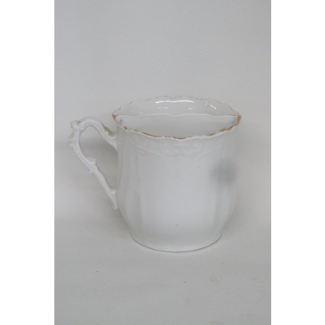 White Mid 20th Century Porcelain Floral Pink Green Shaving Mug Cup 4559b For Sale - Image 8 of 13