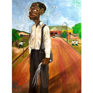 "Mr Ojo", Oil and Chalk Painting on Canvas by Seromo Okoro For Sale