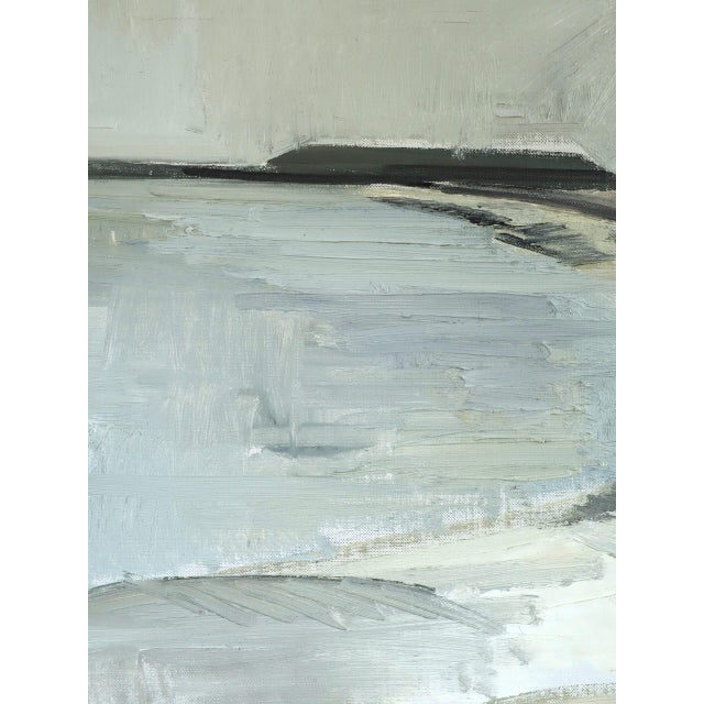 Mid-Century Modern 'Still Coast' Vintage Swedish Abstract Coastal Landscape Oil Painting, Framed For Sale - Image 12 of 13