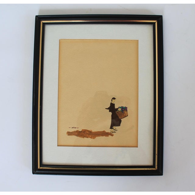 Vintage Framed Minimalist Watercolor Wall Art S/3 For Sale In Milwaukee - Image 6 of 12