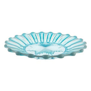 Victorian Brideshead Blue Pearline Pressed Glass Plate from Davidson For Sale