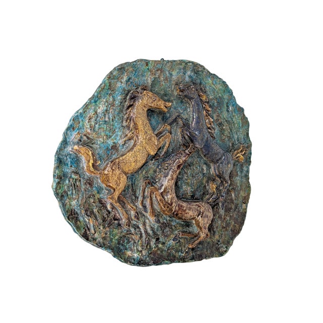 Large Mid-Century Handmade Ceramic Horses Wall Sculpture by Angelo Ungania, 1960s For Sale - Image 10 of 17