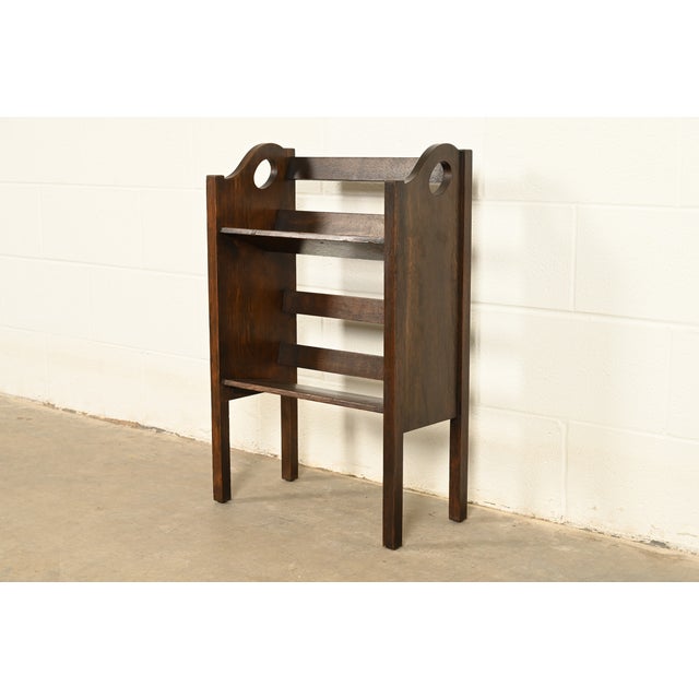 Limbert Style Antique Mission Oak Arts & Crafts Book Trough or Magazine Stand, Circa 1920 For Sale - Image 12 of 12