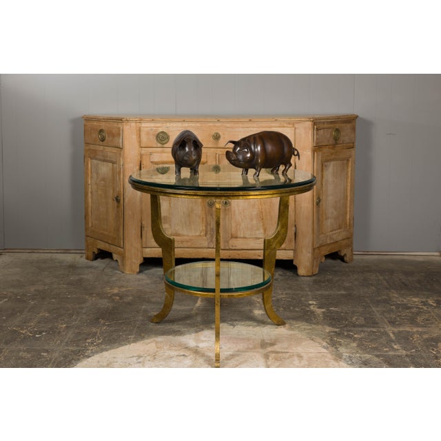 Metal Pair of American Midcentury Bronze Pig Sculptures in Dark Patina For Sale - Image 7 of 12
