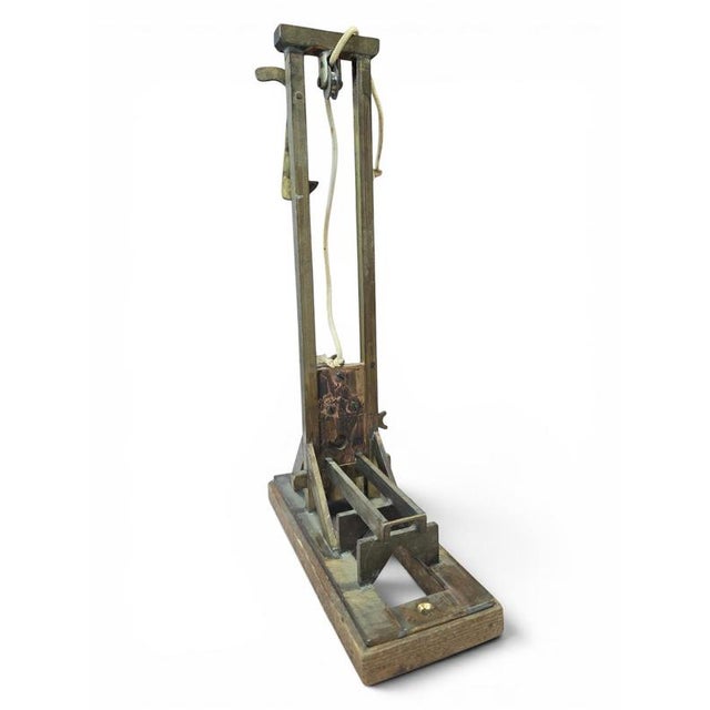 1930s Vintage Brass and Wood Cigar Guillotine Cutter, 1930 For Sale - Image 5 of 13