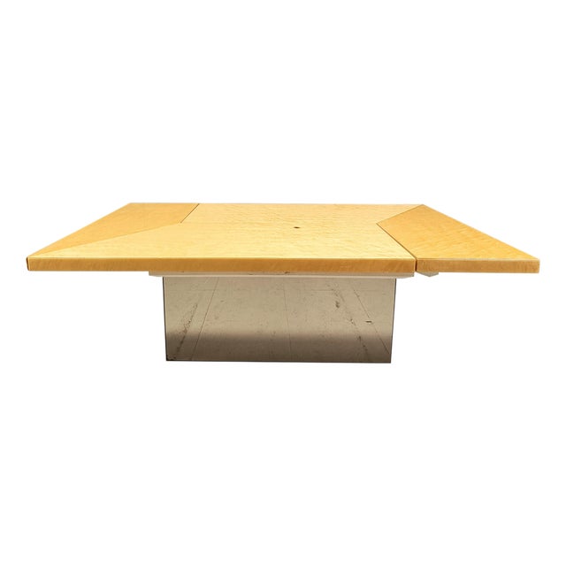 Vintage Ash Wood Hidden Bar Coffee Table attributed to Paul Michel, 1970s For Sale