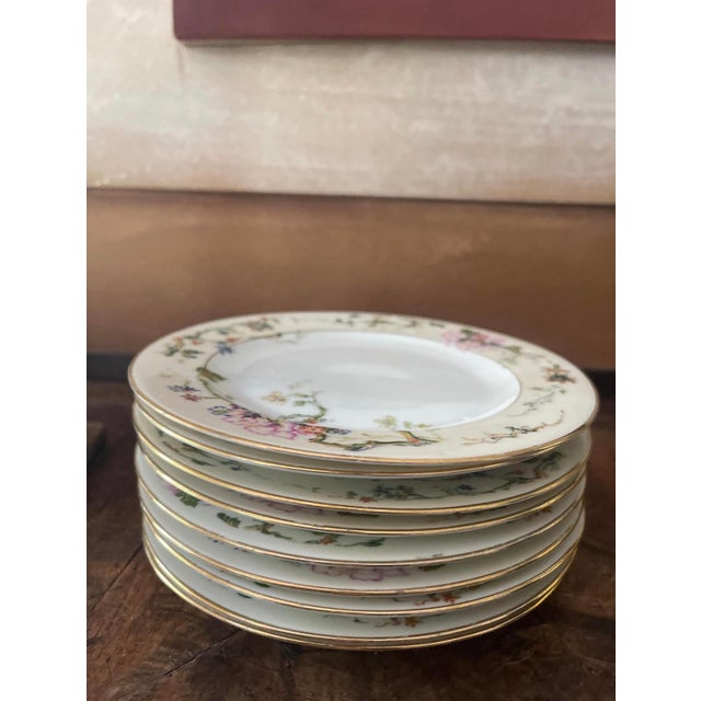 Stunning vintage set of 9 small plates, mid-century Czechoslovakian, marked Epiag, which is likely a pattern reference....