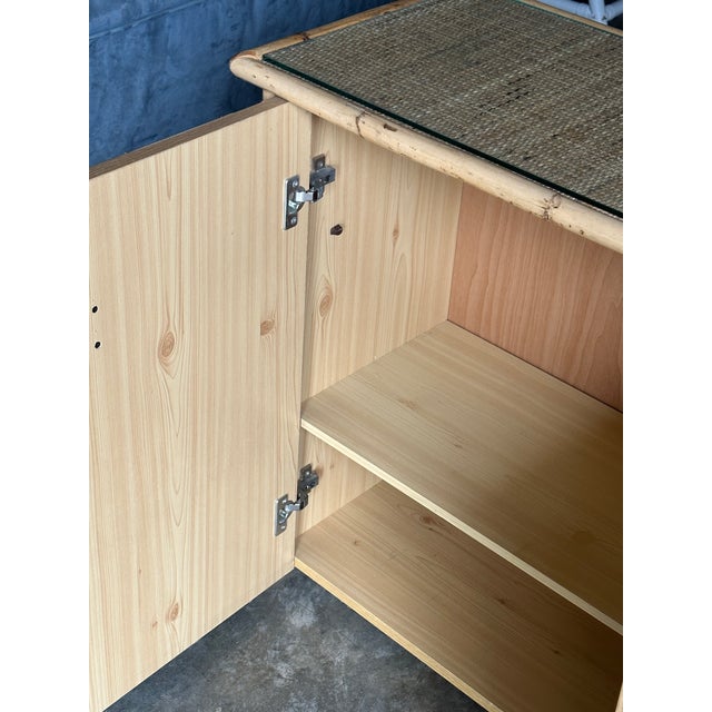 1980s Vintage British Colonial Style Bamboo and Cane Sideboard For Sale - Image 9 of 12