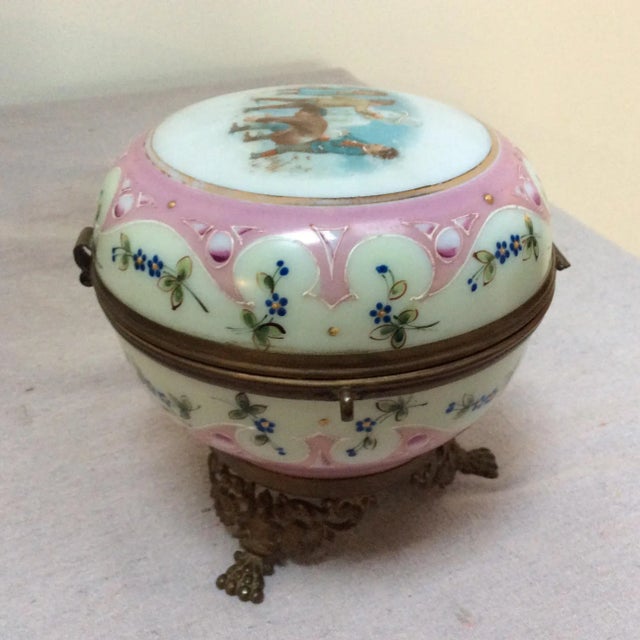 Metal Antique Round Glass Box For Sale - Image 7 of 8