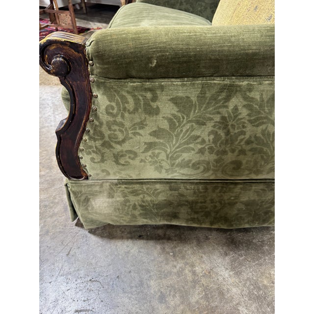 Vintage Smoking Room Library Velvet Love Seat For Sale - Image 11 of 12