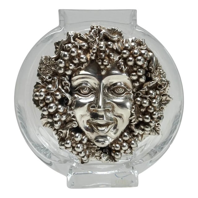 Vintage Italian Crystal and Silver Vase, 1980s For Sale