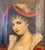Wood 19th Century Continental European French Style Portrait Painting of a Lady in Red, Signed For Sale - Image 7 of 14