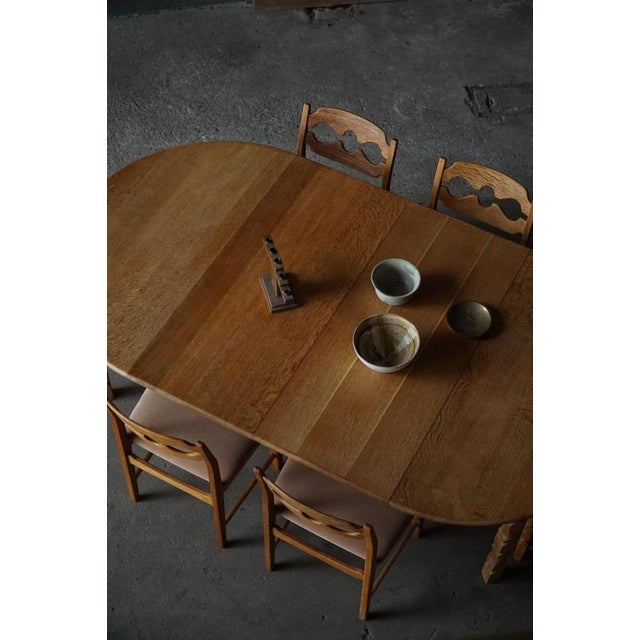 Mid-Century Danish Round Dining Table in Oak with Extensions, 1960s For Sale - Image 9 of 18