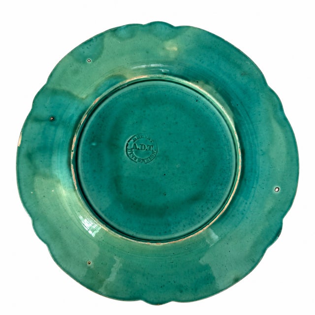 Ceramic Antique French Turquoise Faïence Plates — Set of 5 For Sale - Image 7 of 7