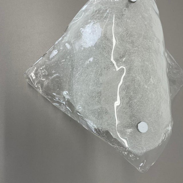 Kalmar Large Vintage Hollywood Regency Ice Glass Wall Light Made from Kalmar Lights, 1970 For Sale - Image 4 of 18