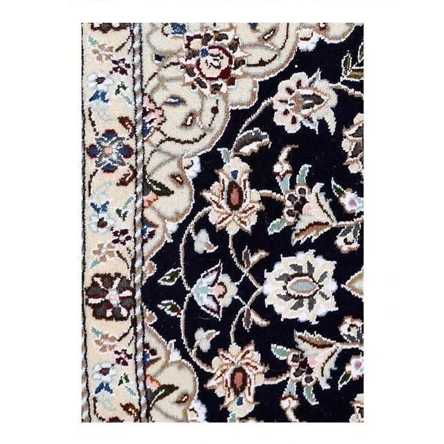 Navy Blue Persian Silk & Wool Nain For Sale - Image 4 of 4