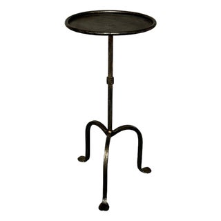 Spanish Hand-Forged Iron Drinks Table With Gilt Patina – Vintage-Inspired Tripod Side Table For Sale