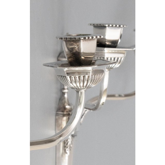 Metal Vintage Neoclassical Style English Silver Plate Candle Wall Sconces - A Pair For Sale - Image 7 of 12