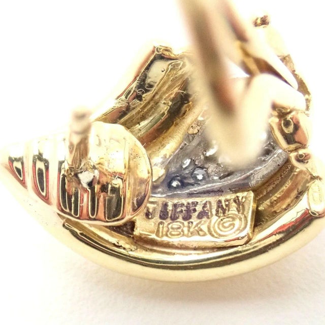 2000 - 2009 Tiffany & Co. 18k Yellow Gold Diamond Teardrop Earrings, Pair For Sale - Image 5 of 6