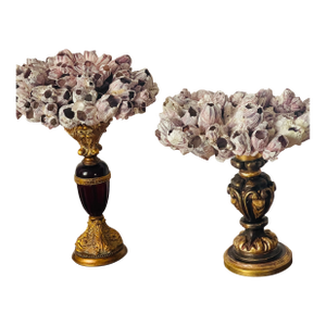 1970s Gorgeous Pair Sea Shell Barnacles on Stands Organic Modern