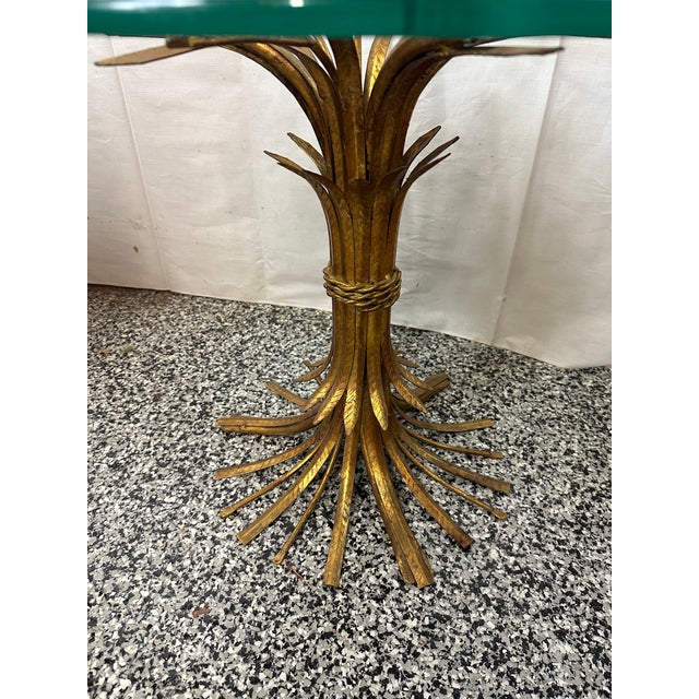 Hollywood Regency Hollywood Regency Gold Leaf Wheat Sheaf Table For Sale - Image 3 of 9