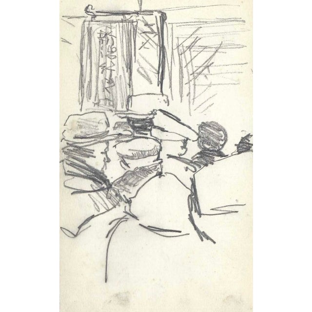Drawing of a group of people ion Japan by a Japanese artist. Some pages from the sketchbook are signed by the artist...