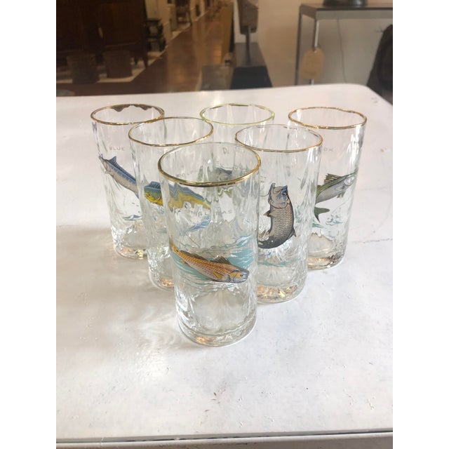 Vintage Ned Smith Fish Glasses - a Set of 6 | Chairish