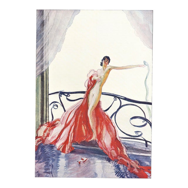 1929 French Art Deco Seductive Nude Print-by Jean-Gabriel Domergue, Matted For Sale