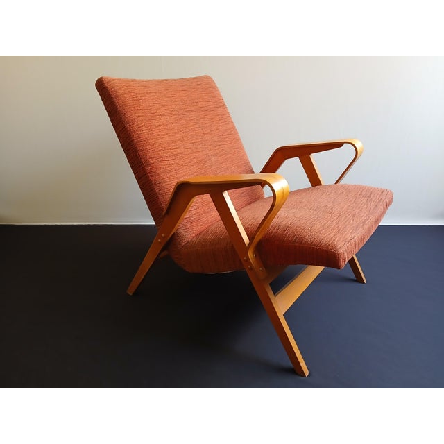 Red Beech Lounge Chair by Frantisek Jiràk for Tatra Nabytok, Former Czechoslovakia, 1950s For Sale - Image 8 of 17