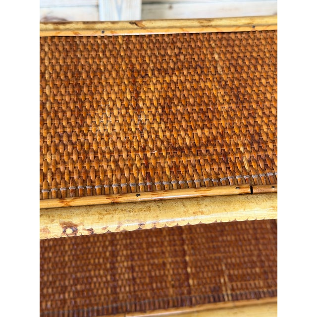 Vintage Tall Rattan and Woven Cane Wall-Mounted Étagère Shelf For Sale In Naples, FL - Image 6 of 12