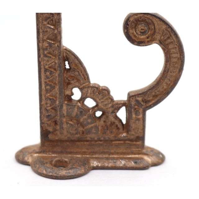 Antique Eastlake Distressed Cast Iron Wall Hook For Sale - Image 4 of 6