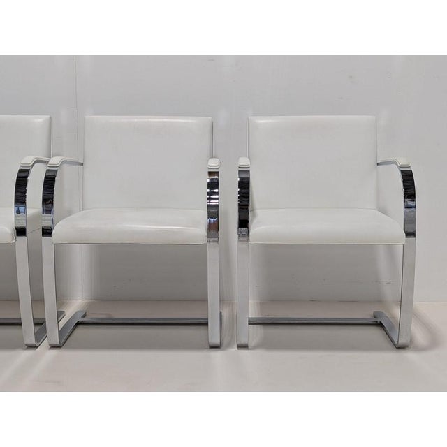 Silver BRNO Flat Bar Armchairs by Ludwig Mies van der Rohe for Knoll, Set of 4 For Sale - Image 8 of 13