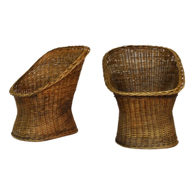 Set of Nordic Barrel Armchairs in Woven Rush, 1970 For Sale