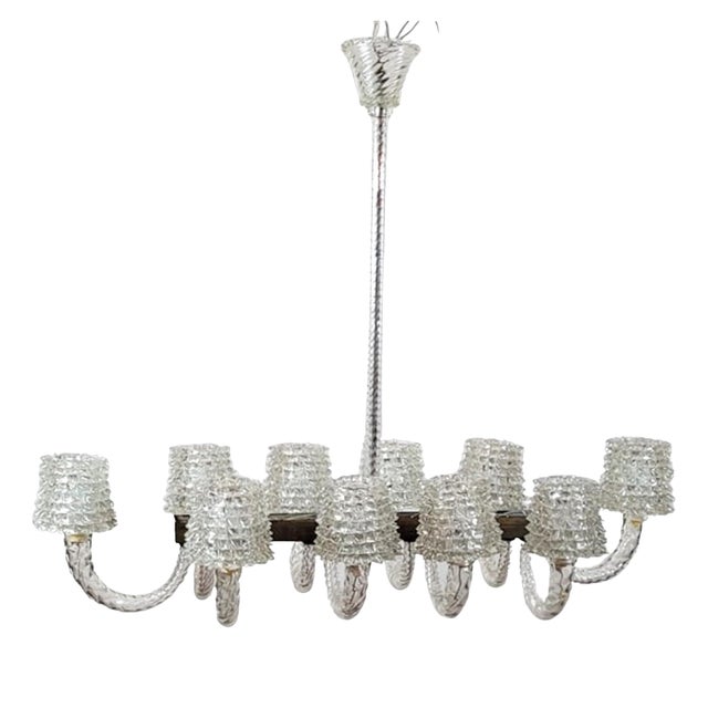 Large Murano Chandelier by Barovier and Toso, 1980s For Sale