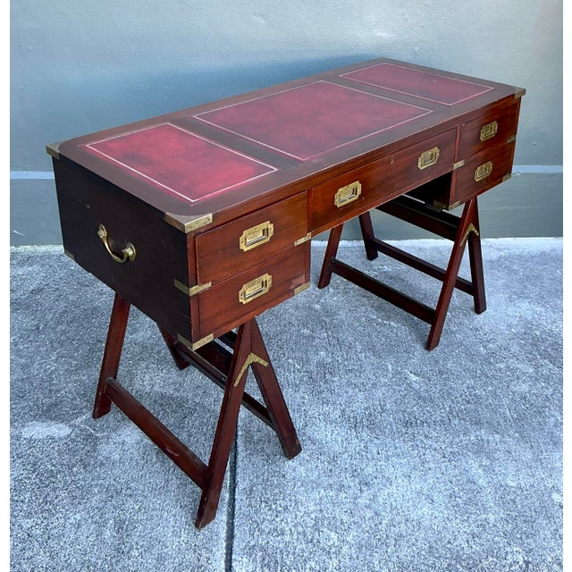Vintage Boho Jans of London Campaign Writing Desk For Sale - Image 10 of 11