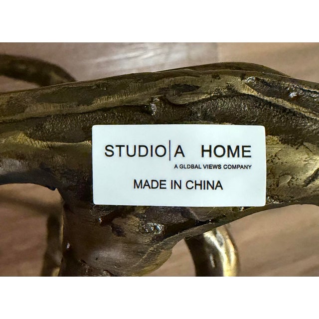 Brass Studio a by Global Views Twistwood Side Table-Antique Brass For Sale - Image 8 of 8