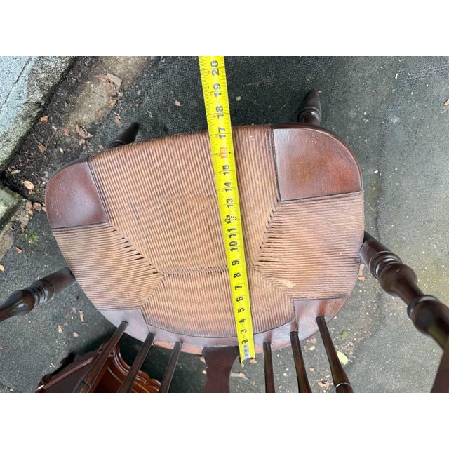Vintage Windsor-Style Hoop-Back Rush Seat Armchair For Sale - Image 15 of 15