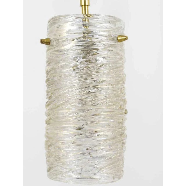 Metal Mid-Century Glass Tube & Brass Pendant Lamp attributed to J. T. Kalmar for Kalmar, Austria, 1950s For Sale - Image 7 of 11