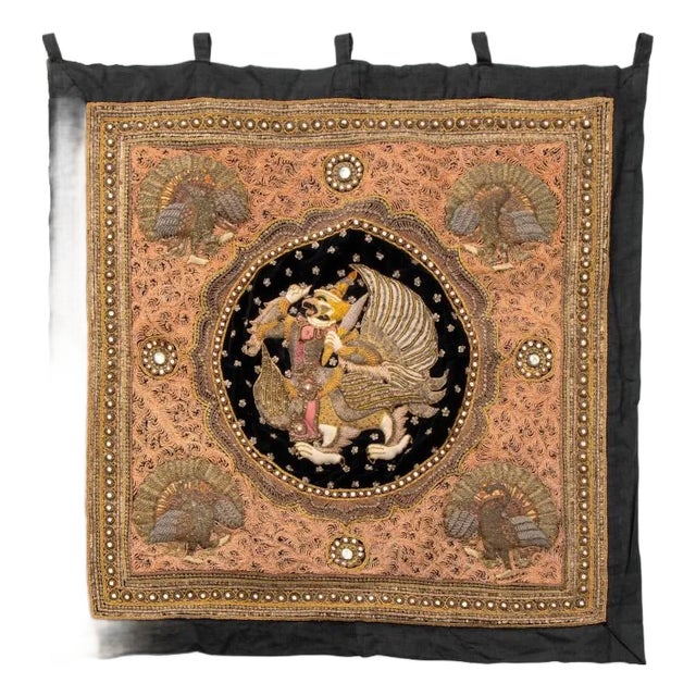 Thai Kinnara Embroidered Kalaga Tapestry For Sale