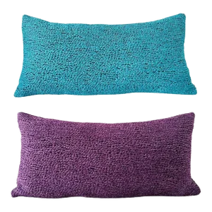 Pierre Frey Woven Textured and Boucle Lumbar Pillows in Purple & Aqua