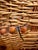 Vintage 1970s Woven Wicker Basket With Wood Bead Detail & Handle For Sale - Image 12 of 14
